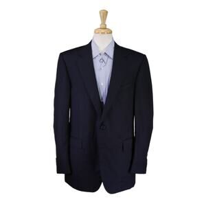 Tony Mancino Custom Tailoring Navy Blue Herringbone 2-Btn Wool Blazer Jacket 42L